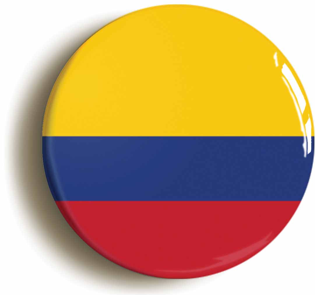 A picture of the front of the product, titled Colombia Colombian National Flag Circular 50mm Fridge Magnet