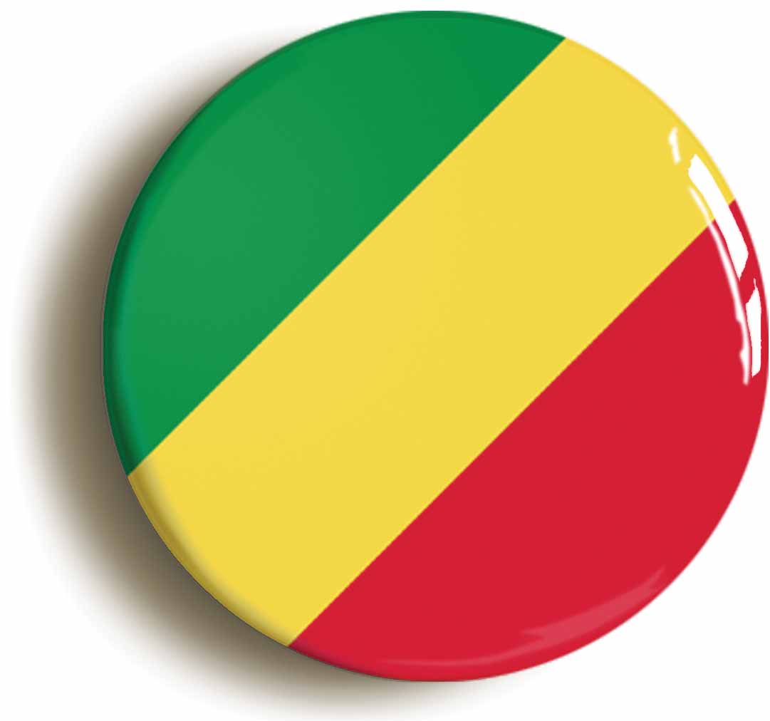 A picture of the front of the product, titled Republic Of Congo Congolese National Flag Button Pin Badge