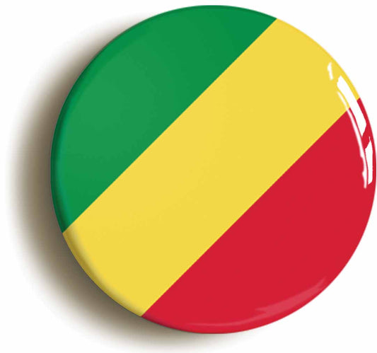 A picture of the front of the product, titled Republic Of Congo Congolese National Flag Circular 50mm Fridge Magnet