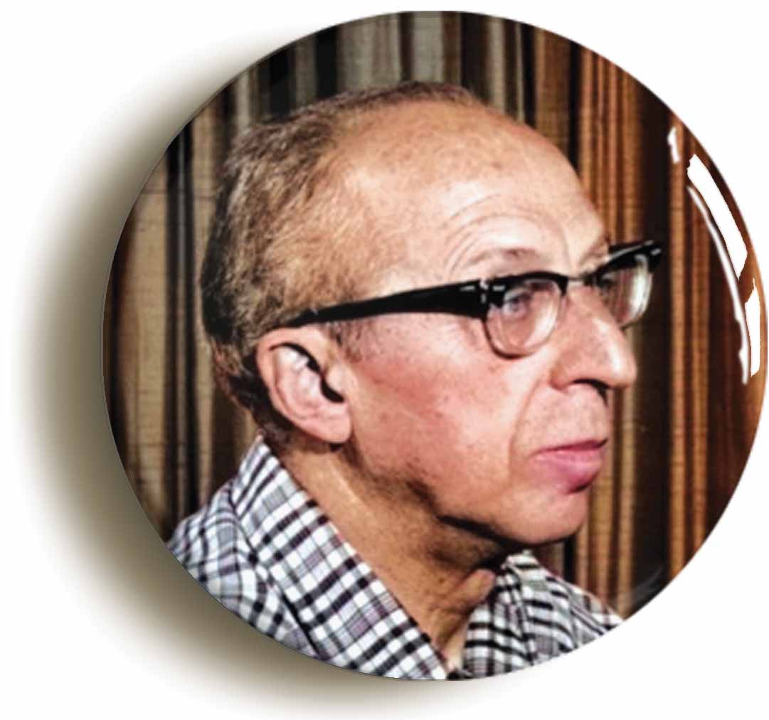 A picture of the front of the product, titled Aaron Copland Classical Music Button Pin Badge