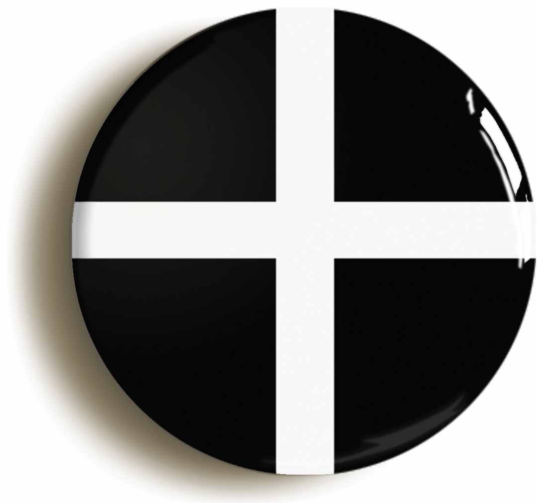 A picture of the front of the product, titled Cornish Flag Kernow Cornwall Button Pin Badge
