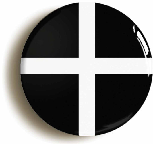 A picture of the front of the product, titled Cornish Flag Kernow Cornwall Circular 50mm Fridge Magnet