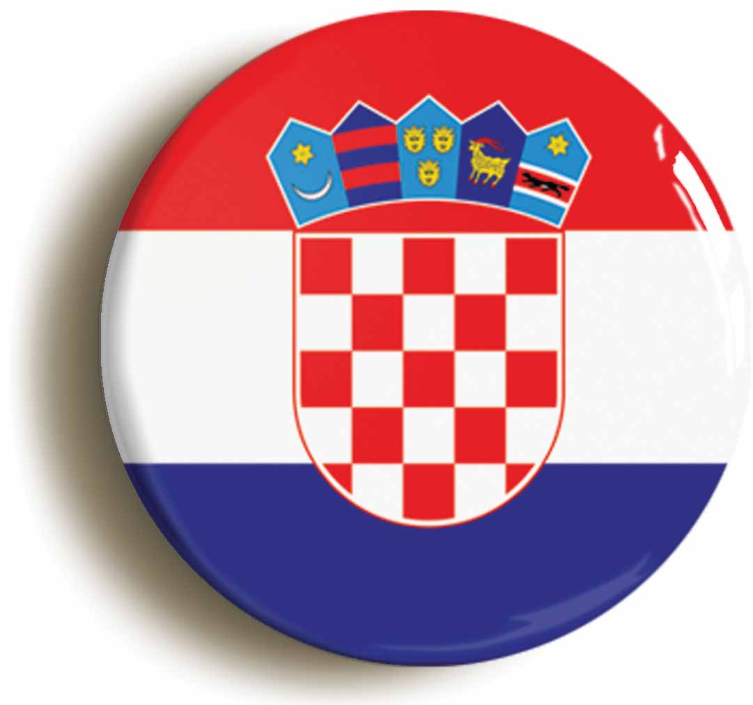 A picture of the front of the product, titled Croatia Croatian Croat National Flag Button Pin Badge