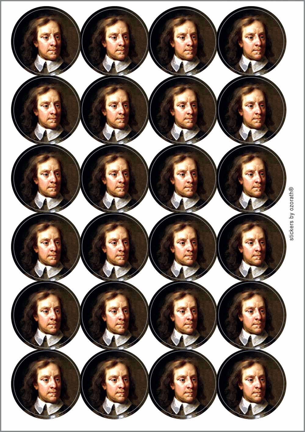 A picture of an A4 sheet of matte paper stickers