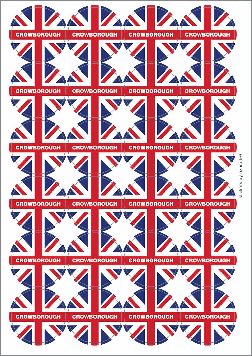 A picture of an A4 sheet of matte paper stickers
