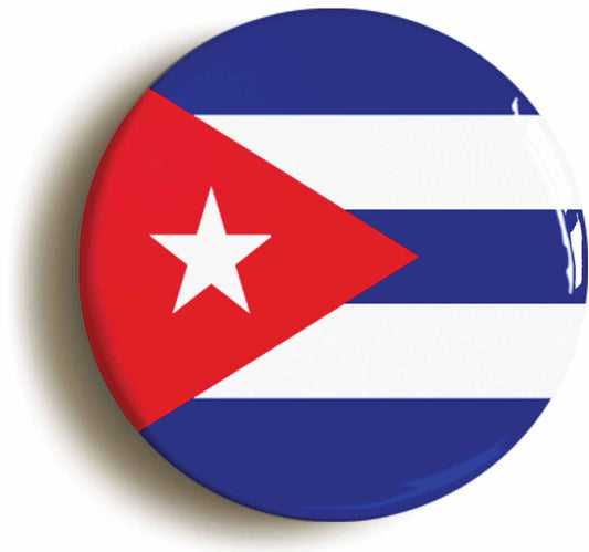 A picture of the front of the product, titled Cuba Cuban National Flag Button Pin Badge