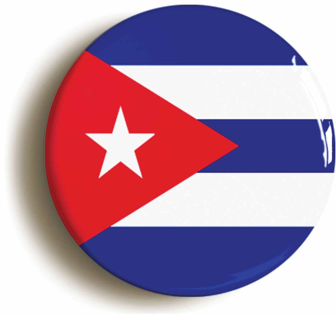A picture of the front of the product, titled Cuba Cuban National Flag Circular 50mm Fridge Magnet