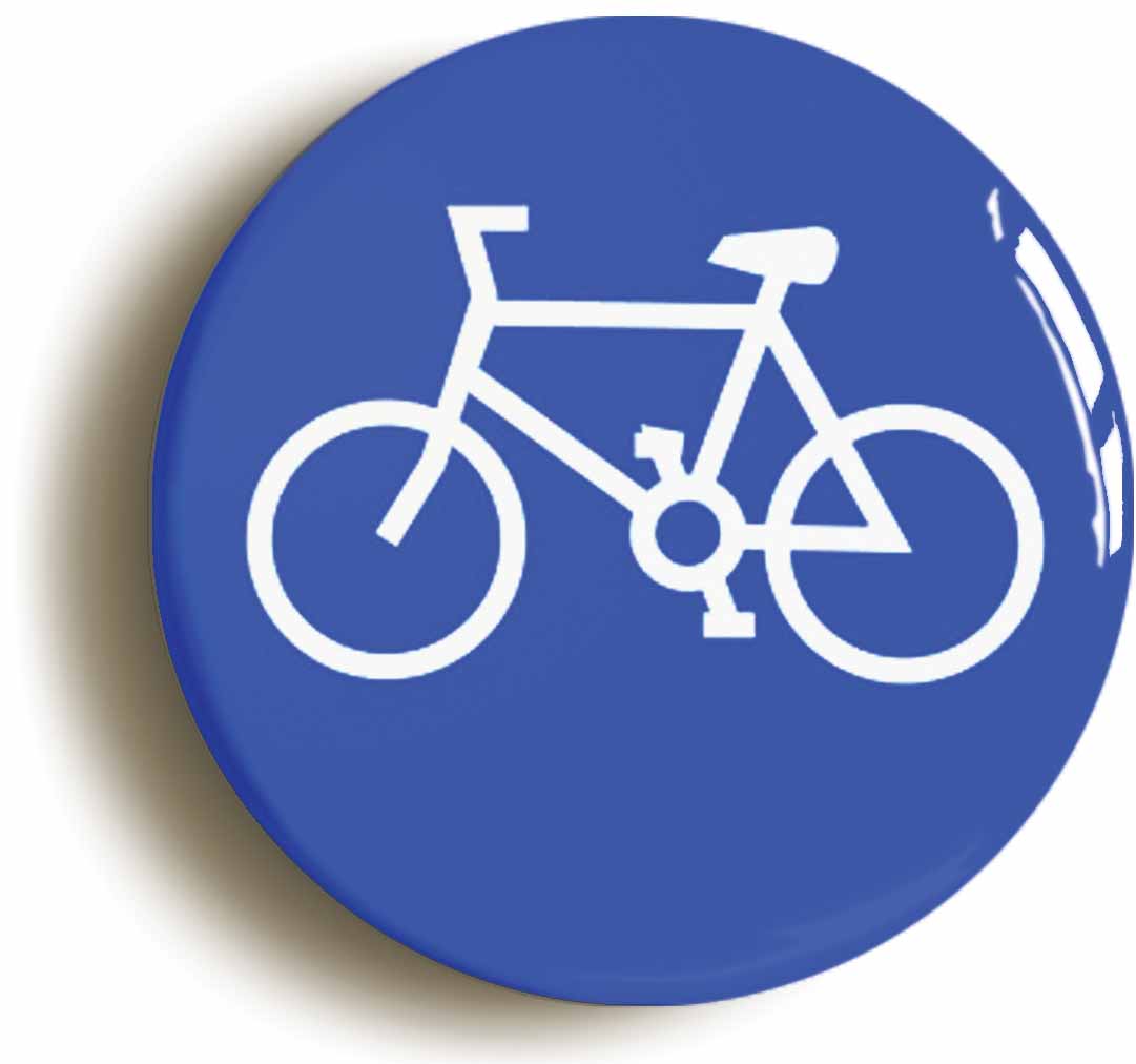 A picture of the front of the product, titled Cyclist Road Sign Cycling Circular 50mm Fridge Magnet