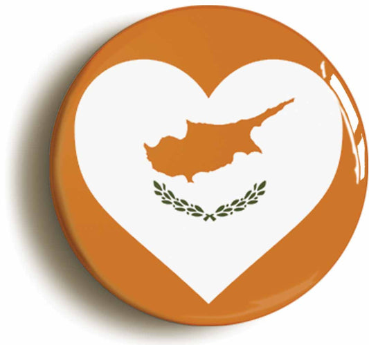 A picture of the front of the product, titled Cyprus Cypriot National Flag Heart Button Pin Badge