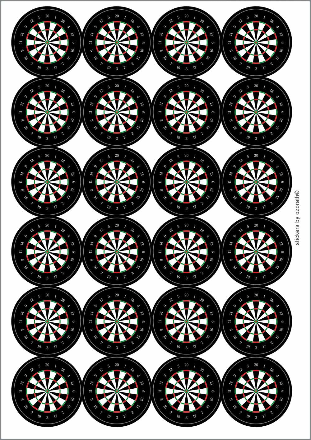 A picture of an A4 sheet of matte paper stickers