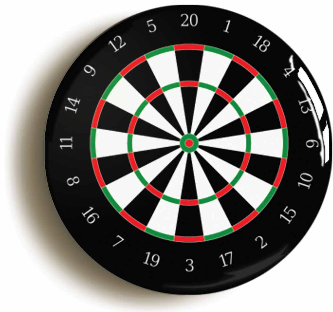A picture of the front of the product, titled Dart Board Circular 50mm Fridge Magnet