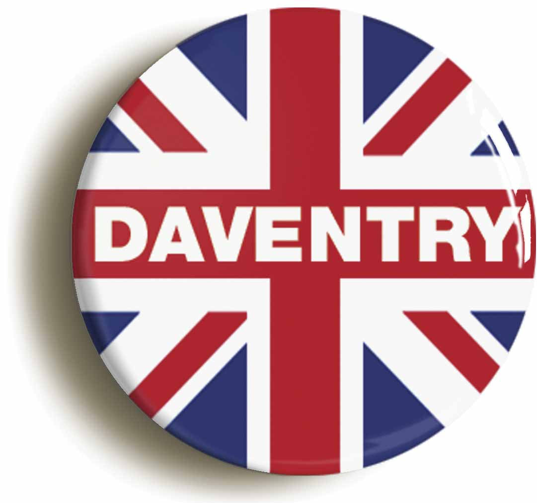 A picture of the front of the product, titled Daventry Union Jack Circular 50mm Fridge Magnet