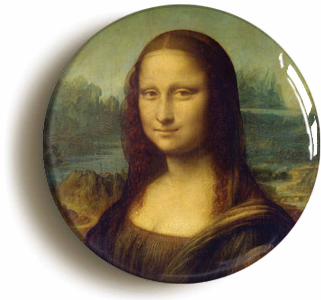 A picture of the front of the product, titled Mona Lisa Circular 50mm Fridge Magnet