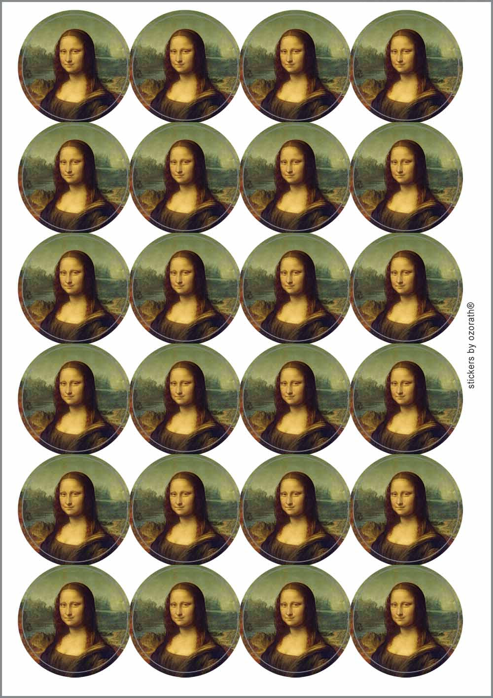 A picture of an A4 sheet of matte paper stickers
