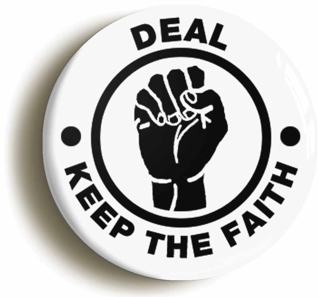 A picture of the front of the product, titled Deal Keep The Faith Circular 50mm Fridge Magnet