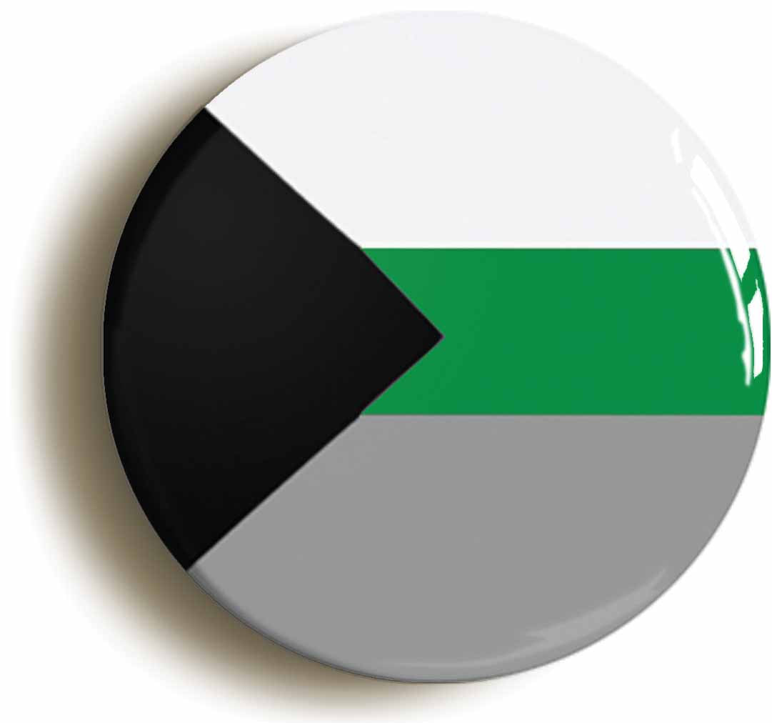 A picture of the front of the product, titled Demiromantic Pride Flag Button Pin Badge