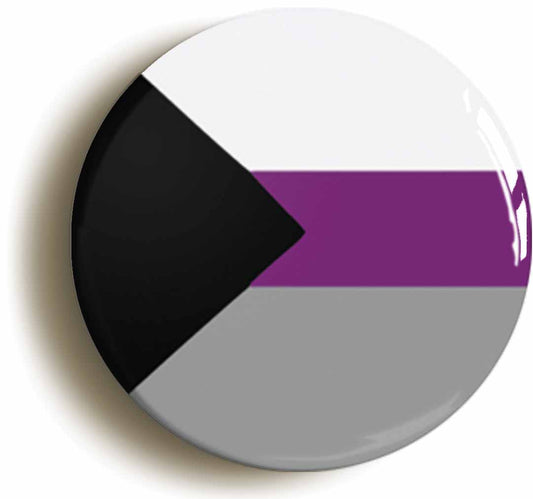 A picture of the front of the product, titled Demisexual Pride Flag Circular 50mm Fridge Magnet