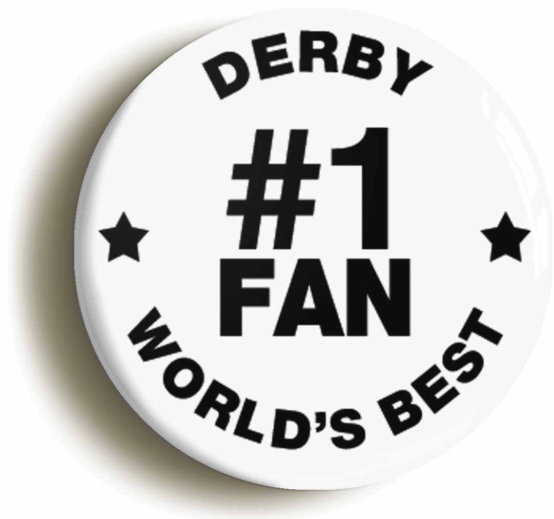 A picture of the front of the product, titled Derby #1 Fan Circular 50mm Fridge Magnet