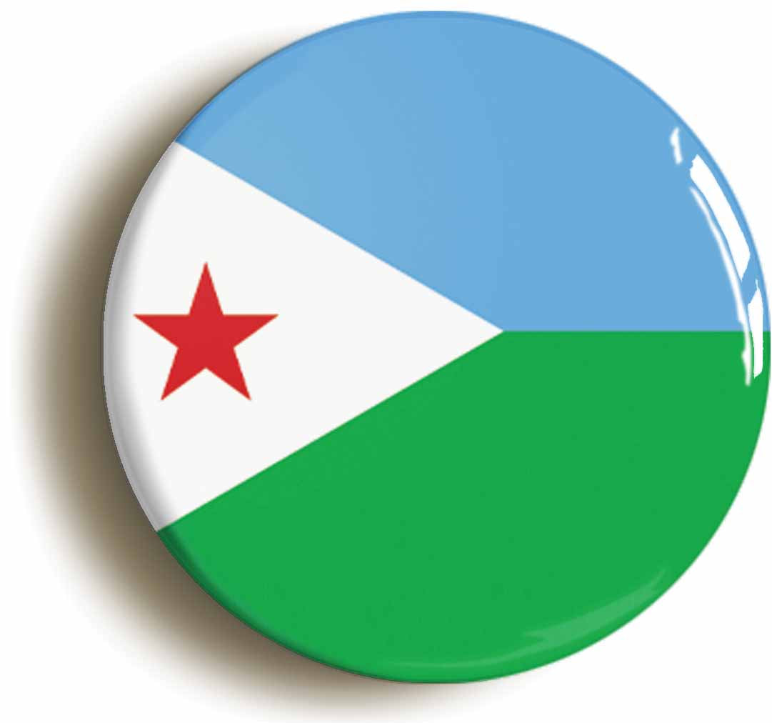 A picture of the front of the product, titled Djibouti DJiboutian National Flag Button Pin Badge