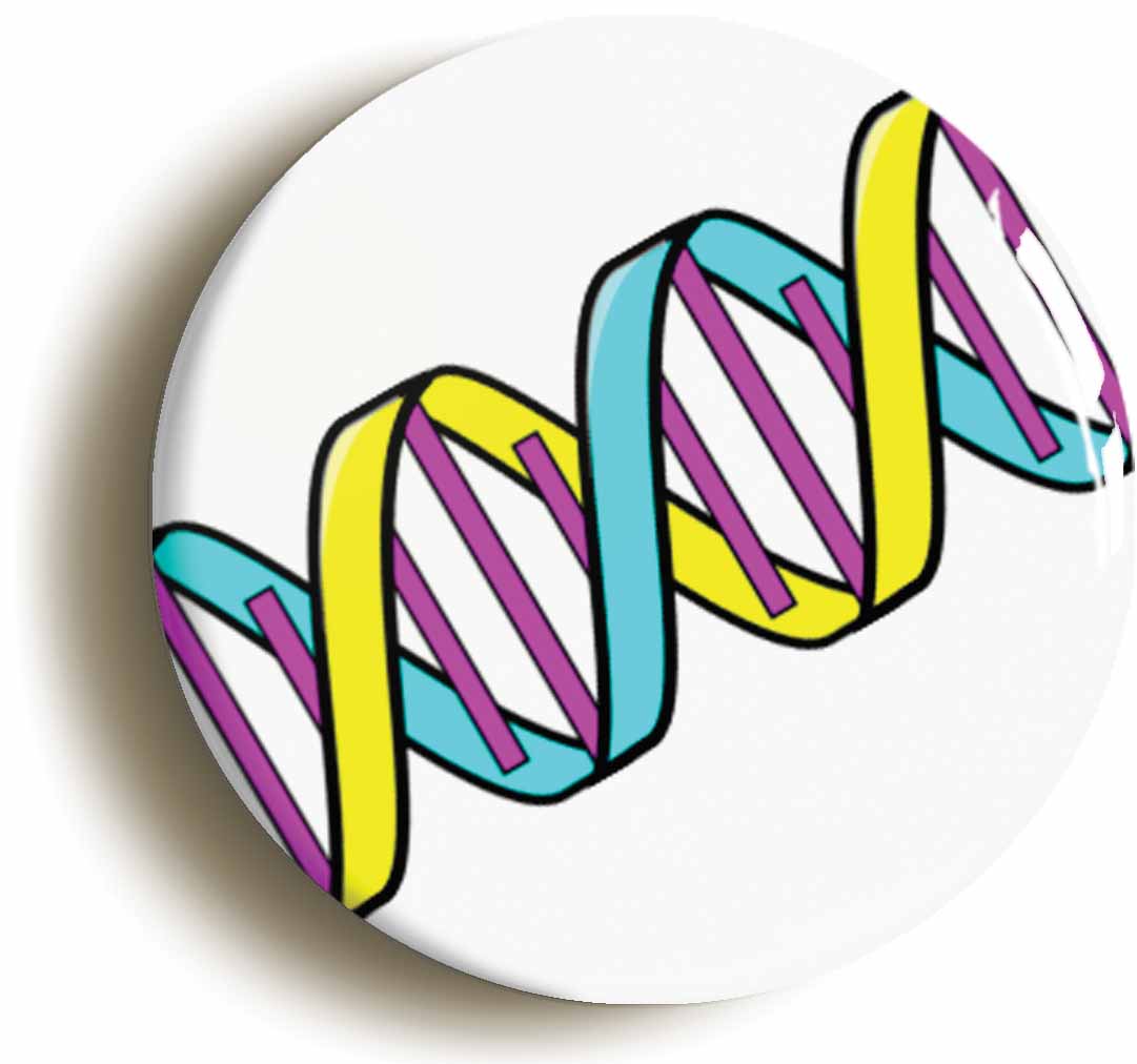 A picture of the front of the product, titled DNA Strand Button Pin Badge
