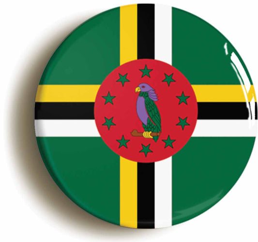 A picture of the front of the product, titled Dominica Dominican National Flag Button Pin Badge