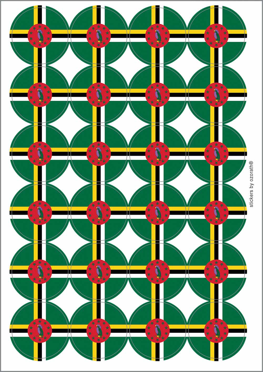 A picture of an A4 sheet of matte paper stickers