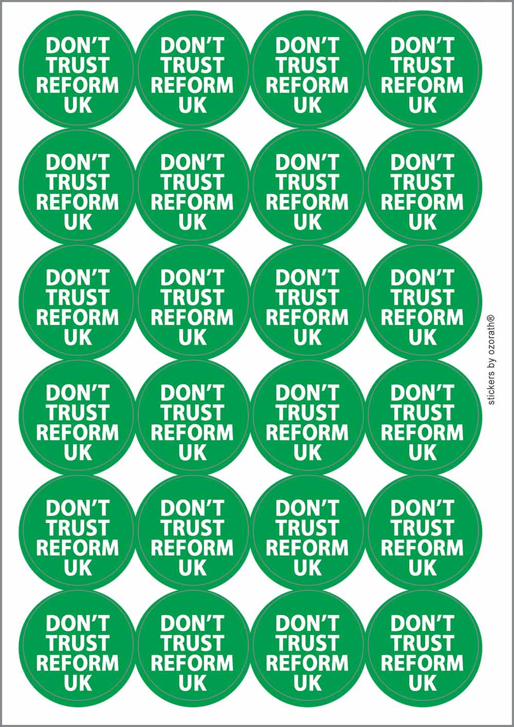 A picture of an A4 sheet of matte paper stickers