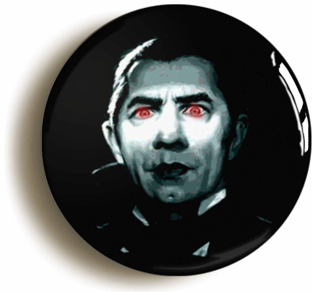A picture of the front of the product, titled Count Dracula Vampire Circular 50mm Fridge Magnet