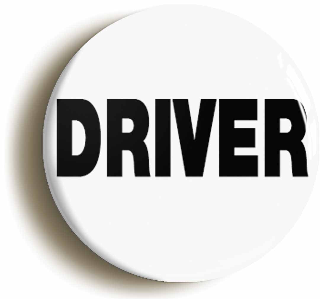 A picture of the front of the product, titled Driver Button Pin Badge