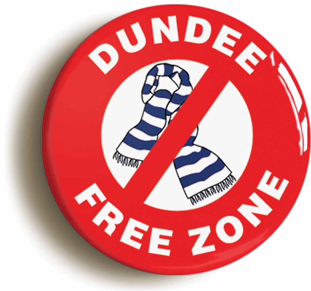 A picture of the front of the product, titled Dundee Free Zone Button Pin Badge