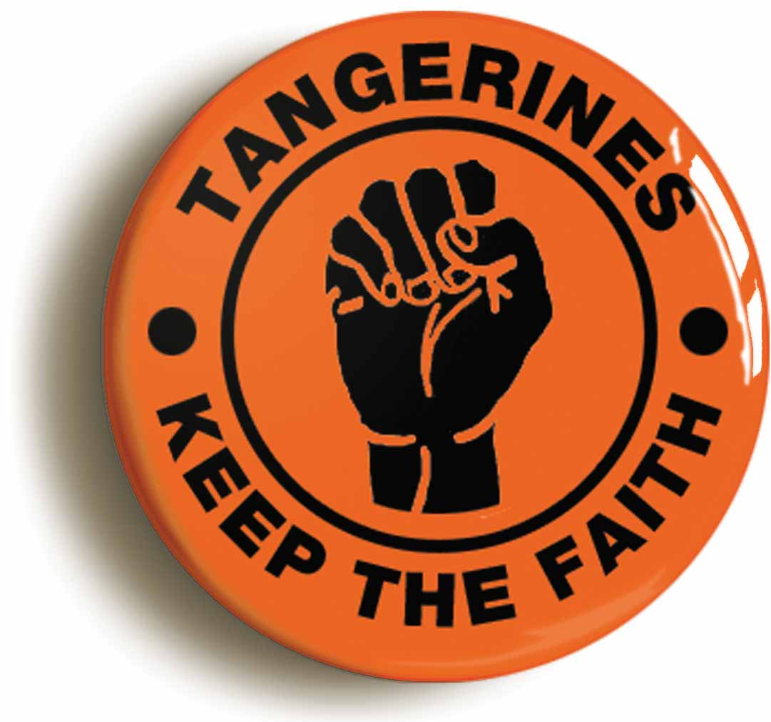 A picture of the front of the product, titled Tangerines Keep The Faith Northern Soul Circular 50mm Fridge Magnet