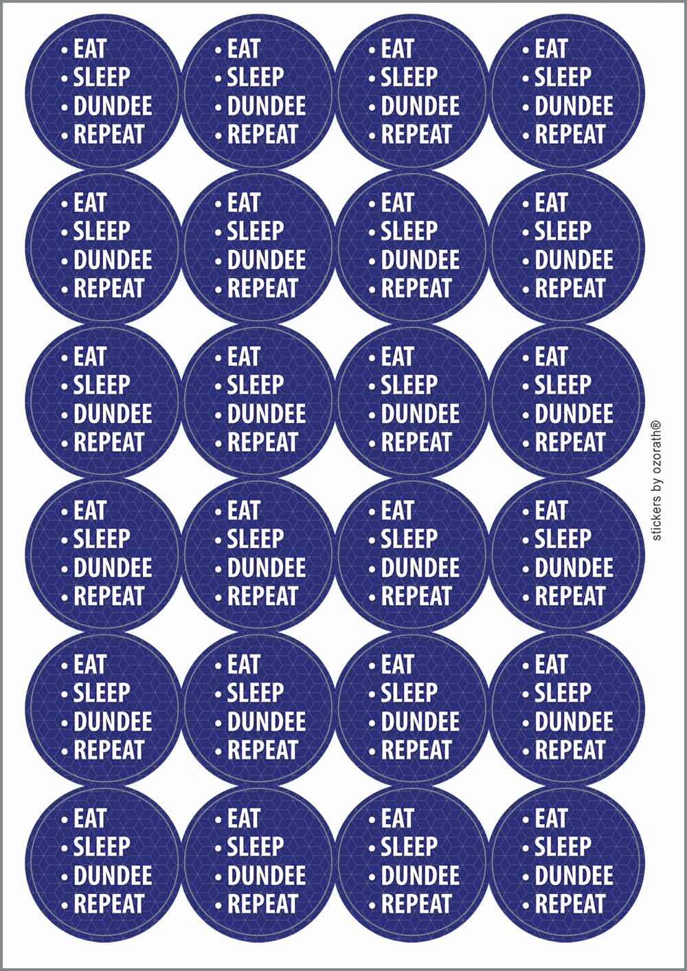 A picture of an A4 sheet of matte paper stickers