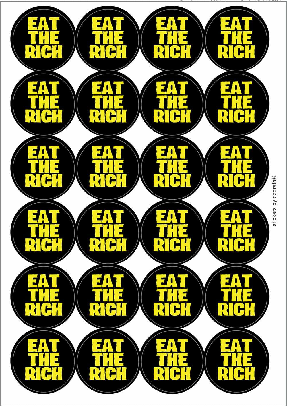 A picture of an A4 sheet of matte paper stickers