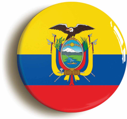 A picture of the front of the product, titled Ecuador Ecuadorian National Flag Circular 50mm Fridge Magnet