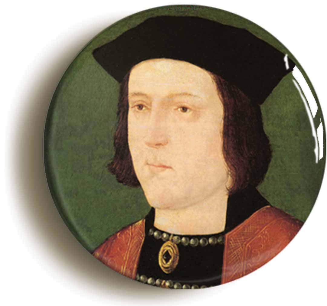 A picture of the front of the product, titled King Edward IV Portrait Button Pin Badge
