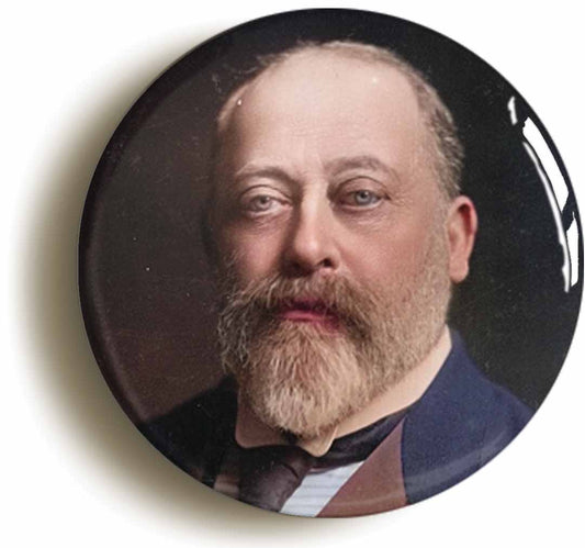 A picture of the front of the product, titled King Edward VII Portrait Button Pin Badge