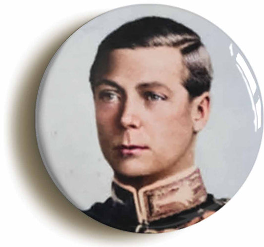 A picture of the front of the product, titled King Edward VIII Portrait Button Pin Badge