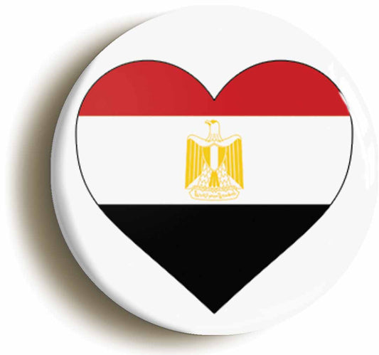A picture of the front of the product, titled Egypt Egyptian National Flag Heart Button Pin Badge