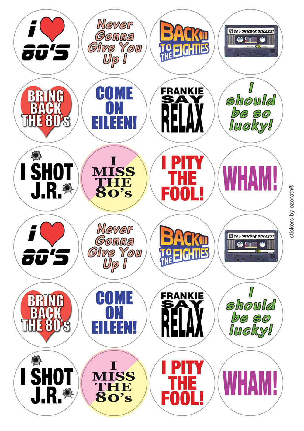 A picture of an A4 sheet of matte paper stickers