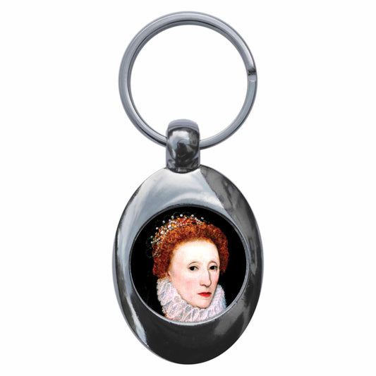 Queen Elizabeth I 1st First Metal Keyring With Trolley Coin