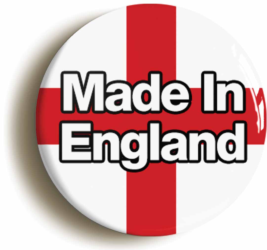 A picture of the front of the product, titled Made In England English National Flag Button Pin Badge