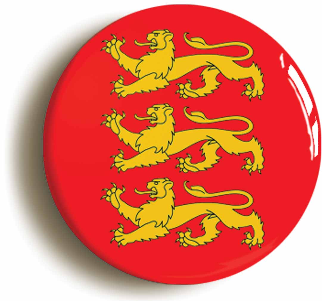 A picture of the front of the product, titled England Three Lions Flag Circular 50mm Fridge Magnet