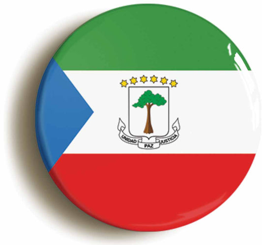 A picture of the front of the product, titled Equatorial Guinea Guinean National Flag Button Pin Badge