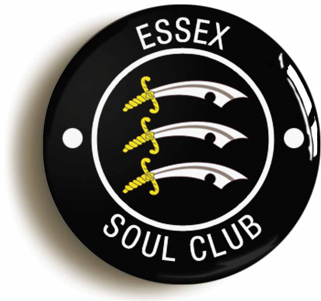 A picture of the front of the product, titled Essex Soul Club Northern Soul Keep The Faith Button Pin Badge
