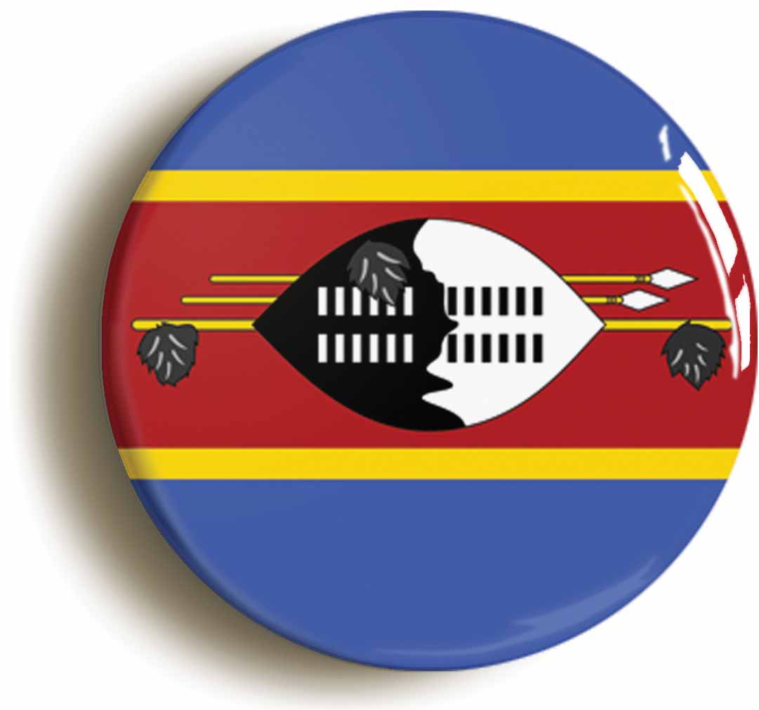 A picture of the front of the product, titled Eswatini Swaziland National Flag Button Pin Badge
