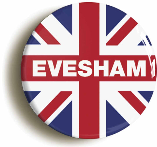 A picture of the front of the product, titled Evesham Union Jack Button Pin Badge