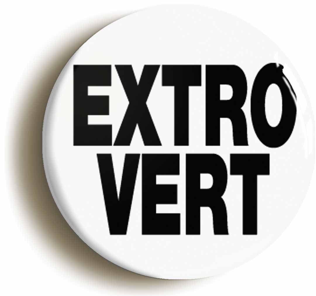 A picture of the front of the product, titled Extrovert Funny Button Pin Badge
