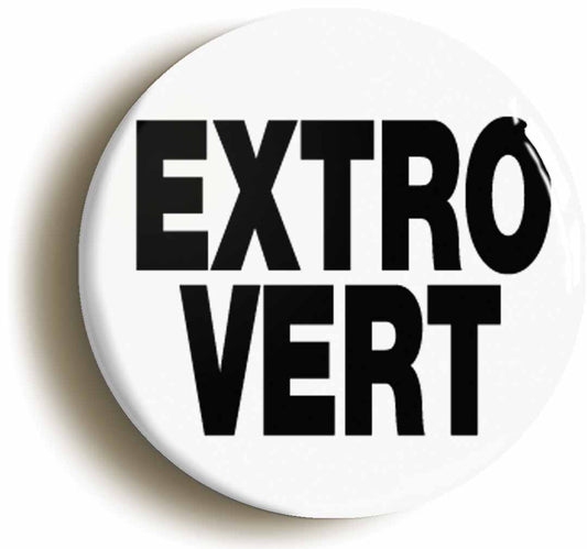 A picture of the front of the product, titled Extrovert Funny Button Pin Badge