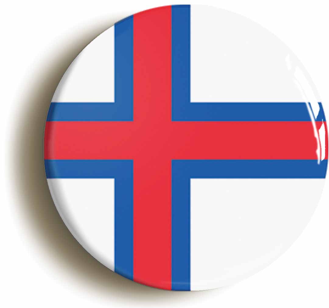 A picture of the front of the product, titled Faroe Islands National Flag Button Pin Badge