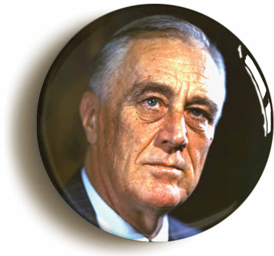 A picture of the front of the product, titled Franklin D Roosevelt Fdr New Deal Button Pin Badge